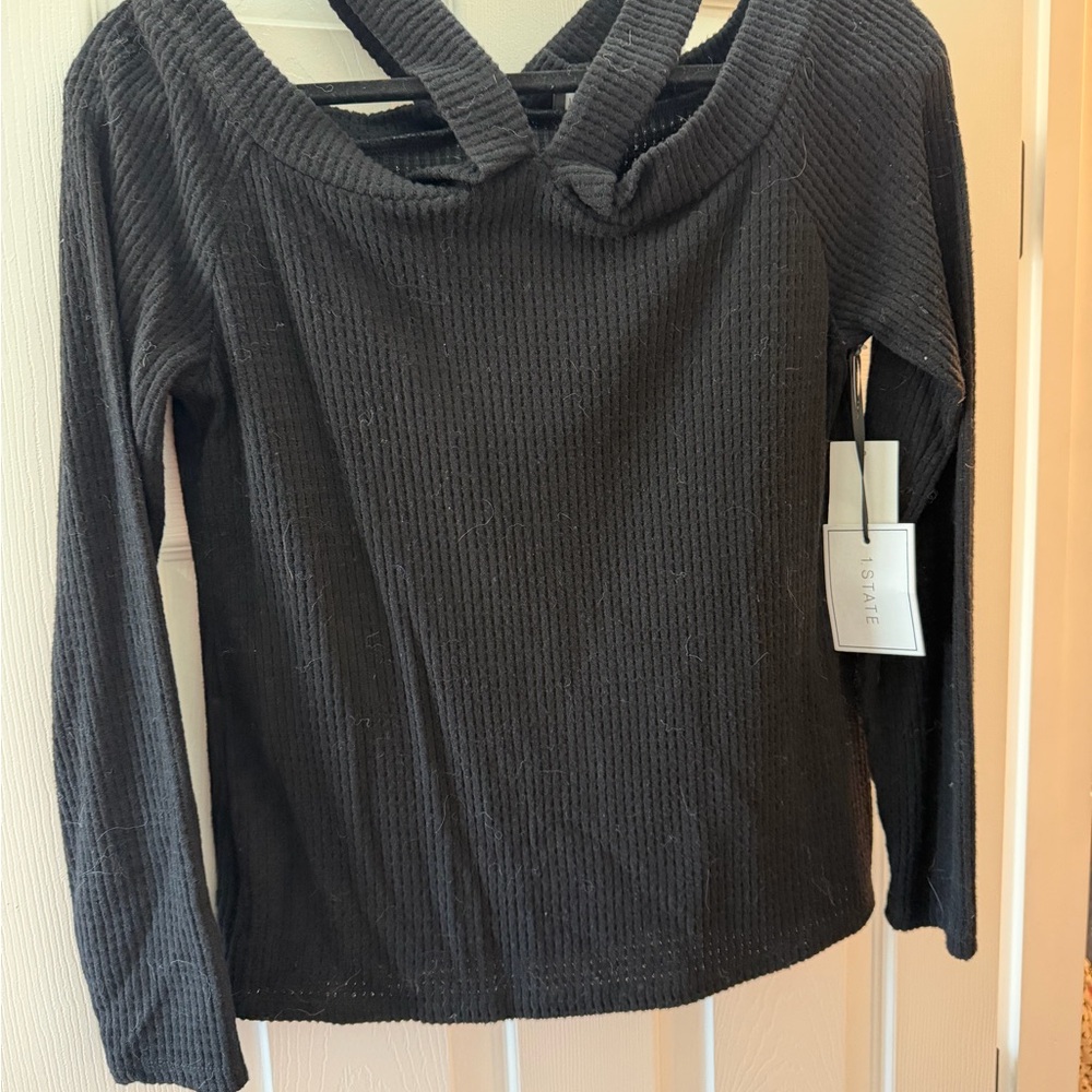 1. State Black Ribbed Long Sleeve Top